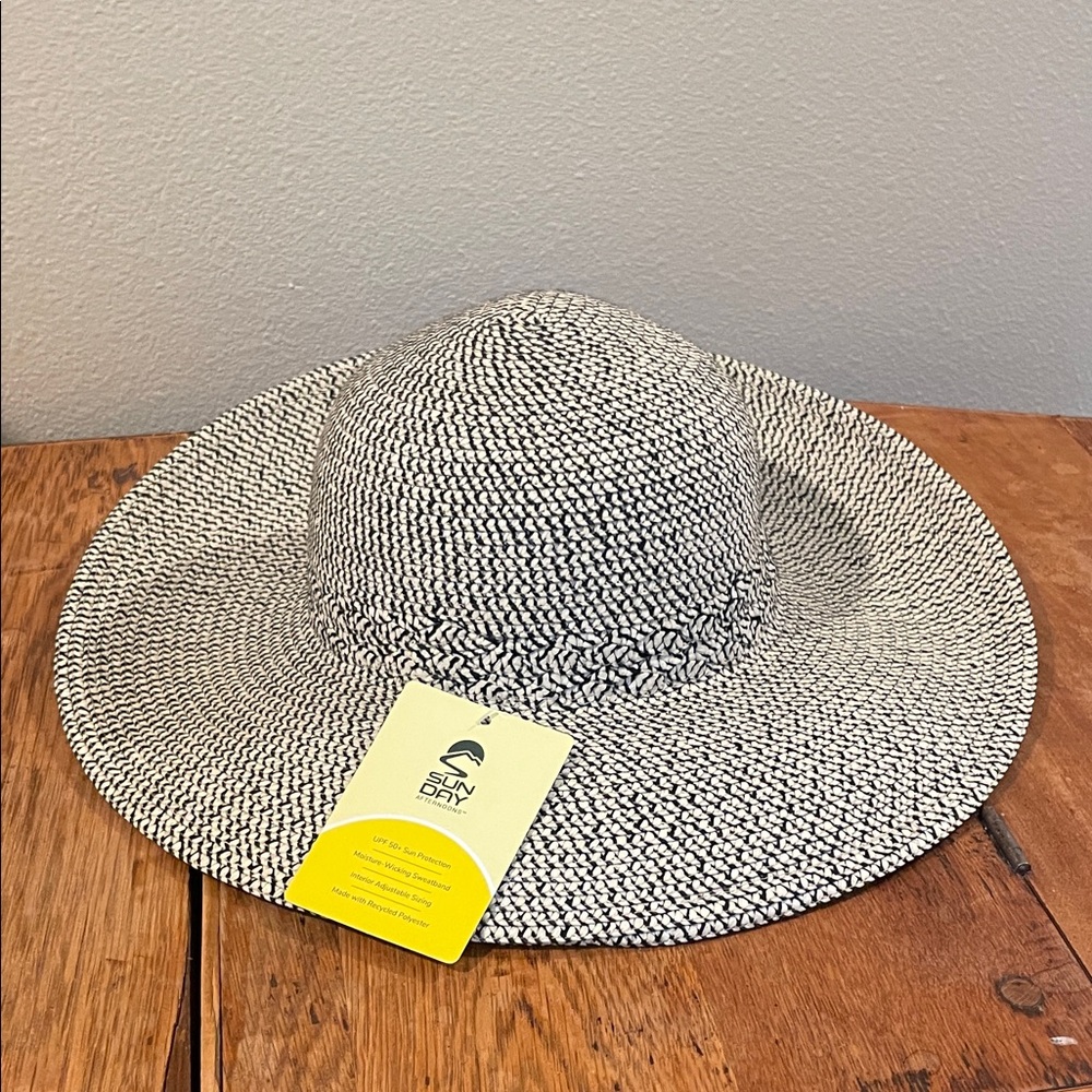Sunday Afternoons Women’s Wide Brim Sun Hat – Black/Ivory – UPF 50+ – NWT